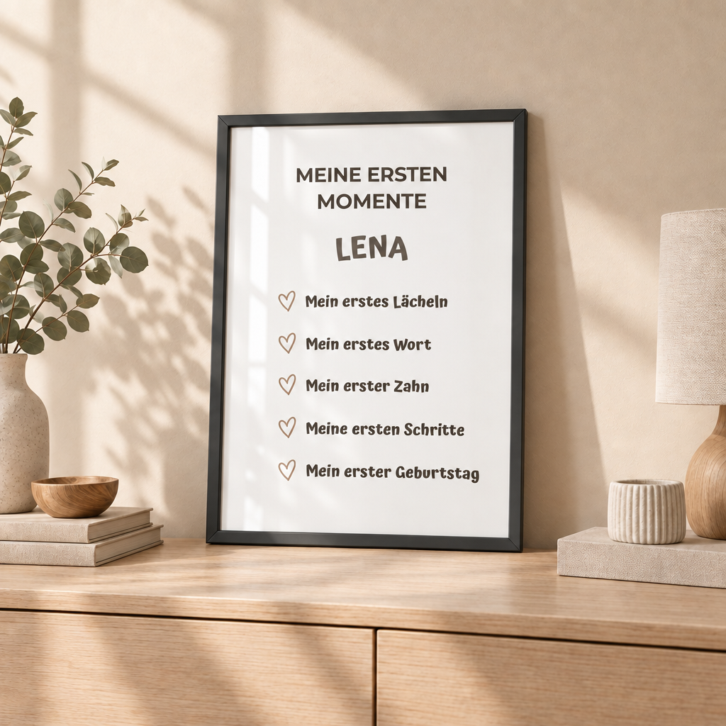 Personalisiertes Meilenstein Poster Baby – Meine ersten Momente