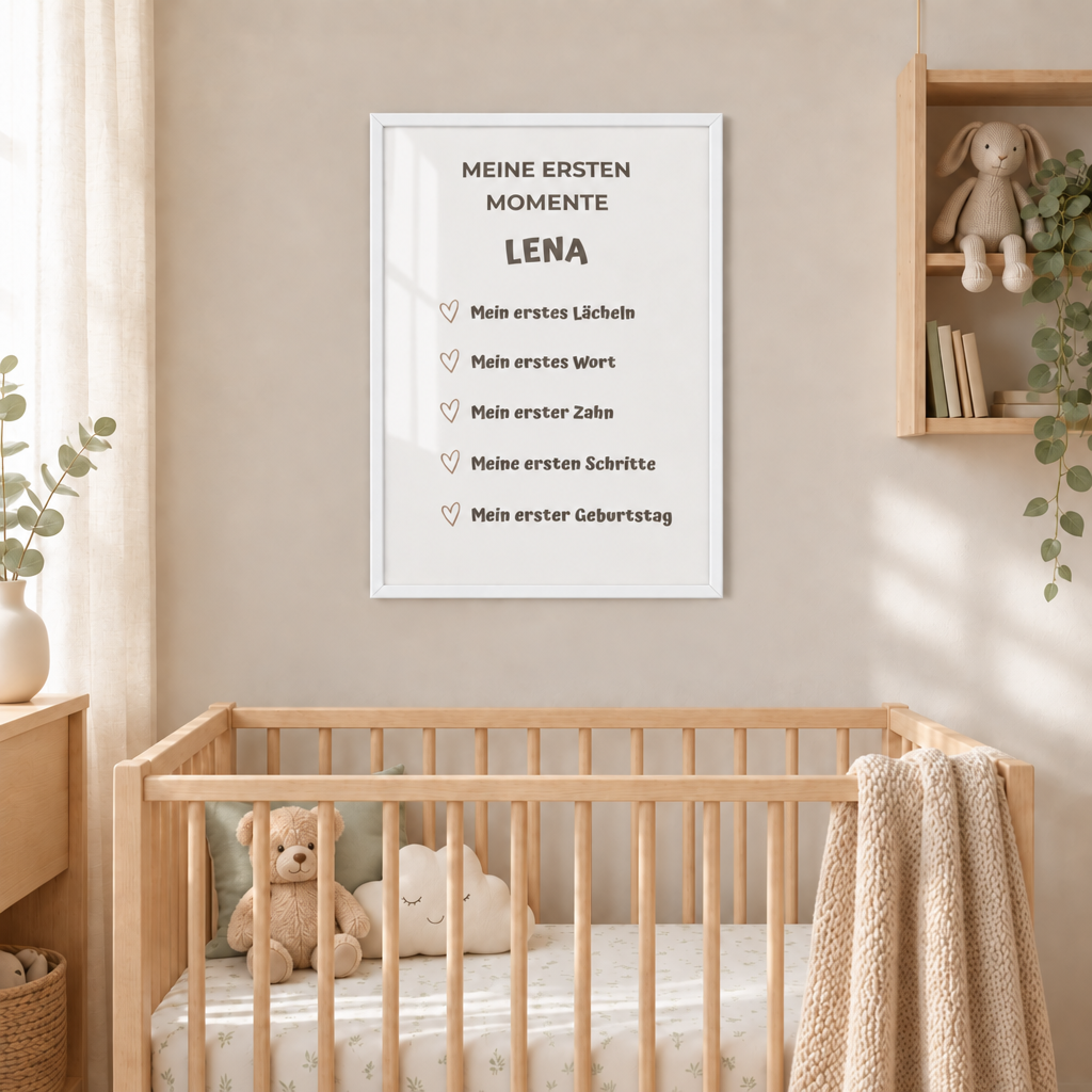 Personalisiertes Meilenstein Poster Baby – Meine ersten Momente