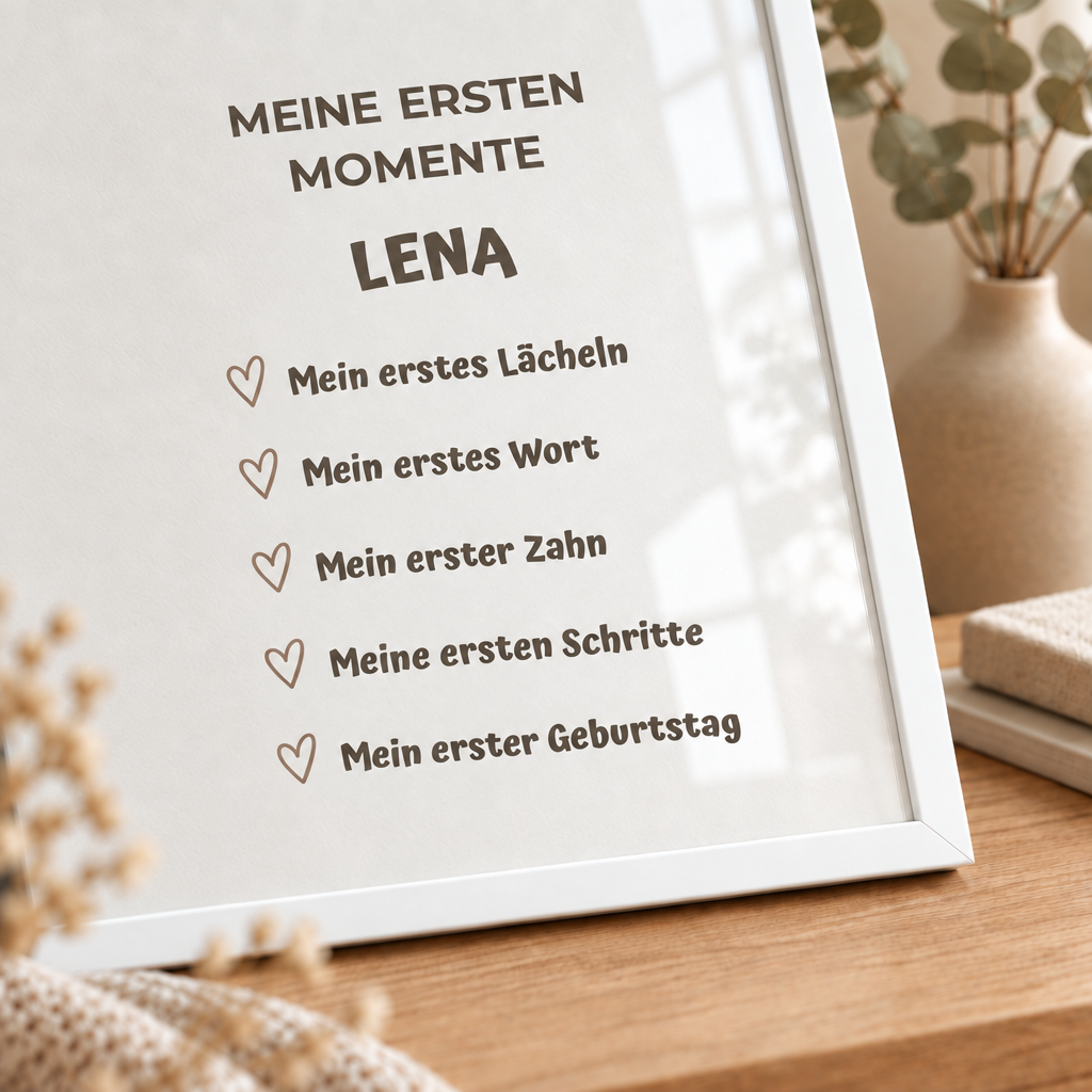 Personalisiertes Meilenstein Poster Baby – Meine ersten Momente