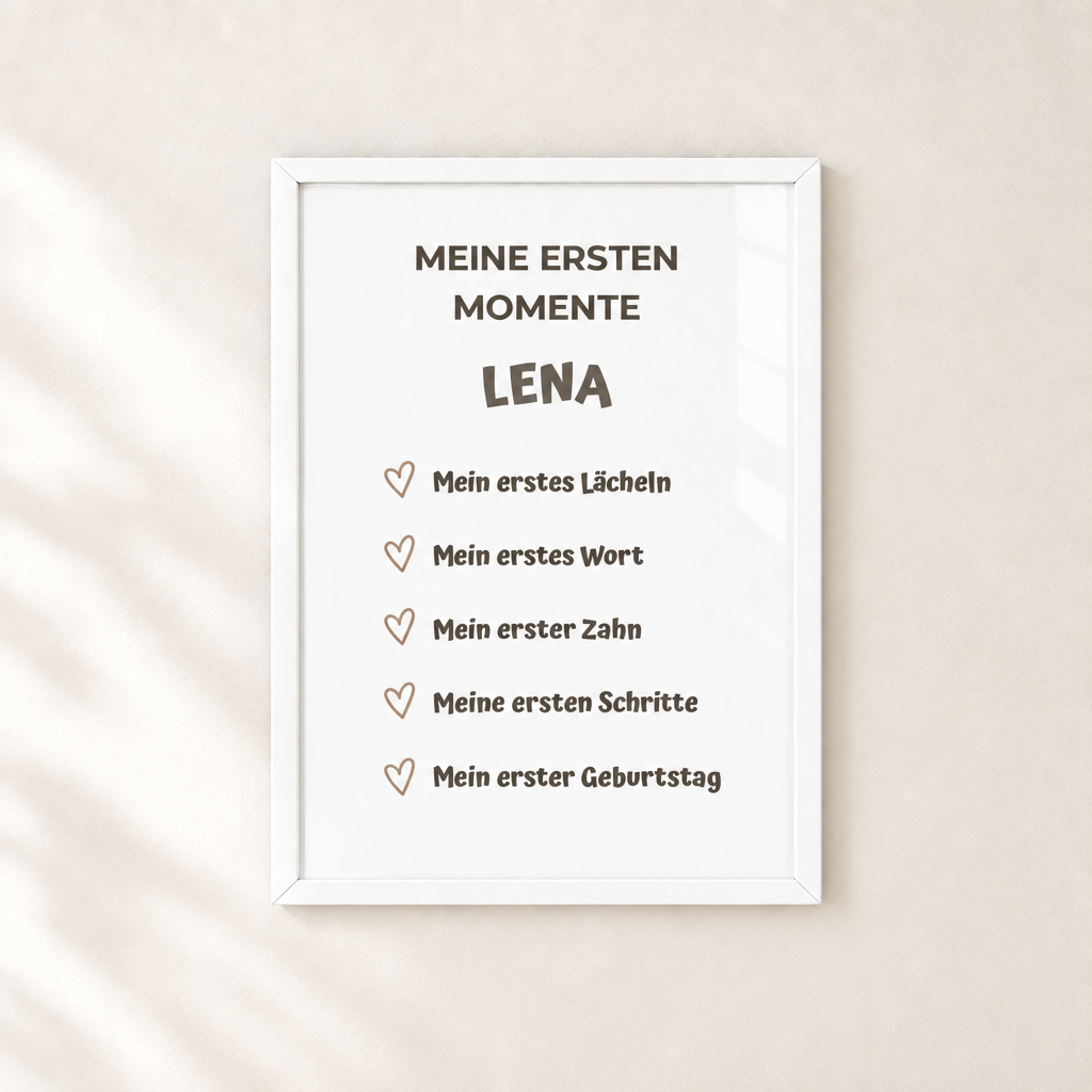 Personalisiertes Meilenstein Poster Baby – Meine ersten Momente