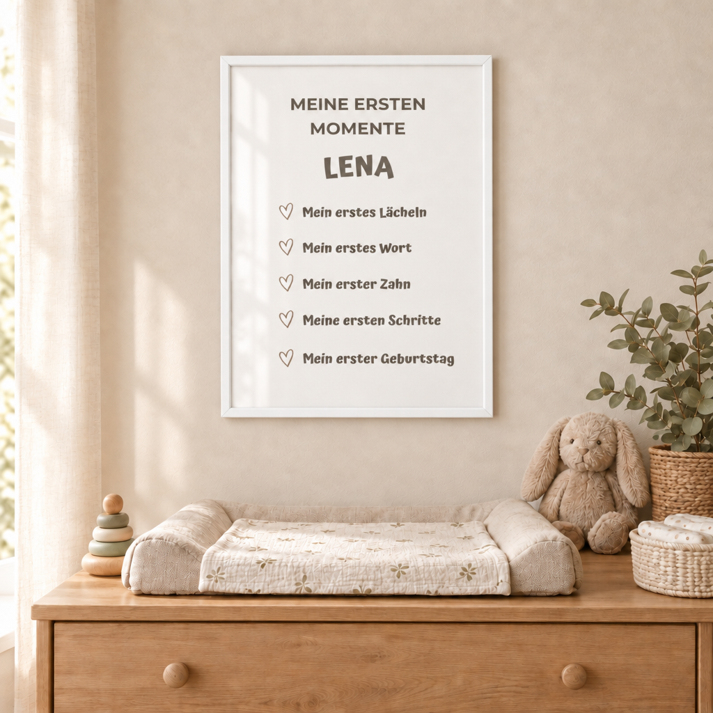 Personalisiertes Meilenstein Poster Baby – Meine ersten Momente