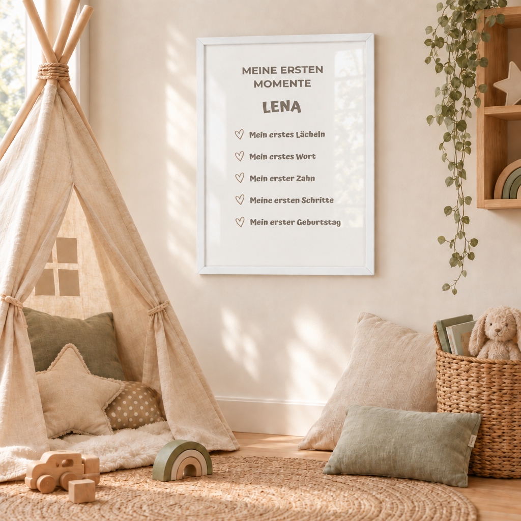 Personalisiertes Meilenstein Poster Baby – Meine ersten Momente