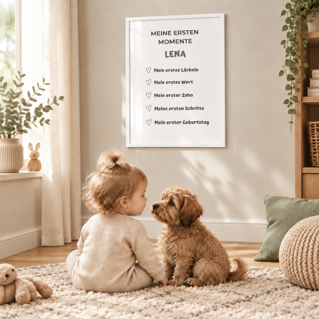Personalisiertes Meilenstein Poster Baby – Meine ersten Momente