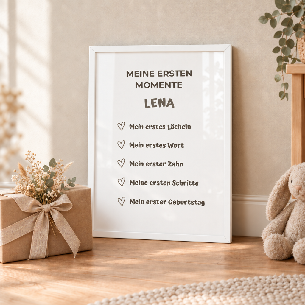 Personalisiertes Meilenstein Poster Baby – Meine ersten Momente