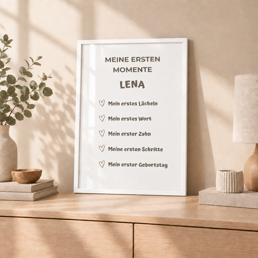 Personalisiertes Meilenstein Poster Baby – Meine ersten Momente