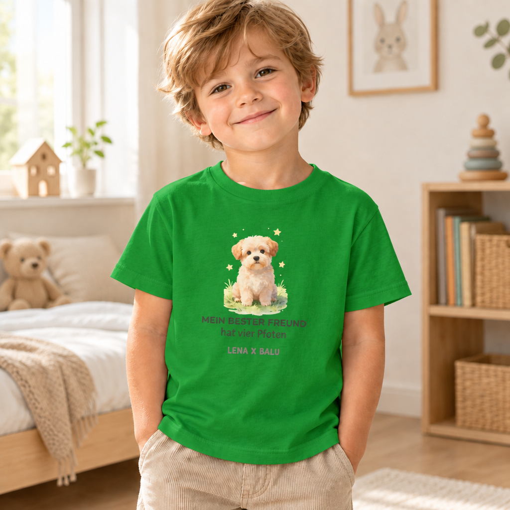 Personalisiertes Kinder T-Shirt mit Name – „Mein bester Freund“ | Hund | Cozee