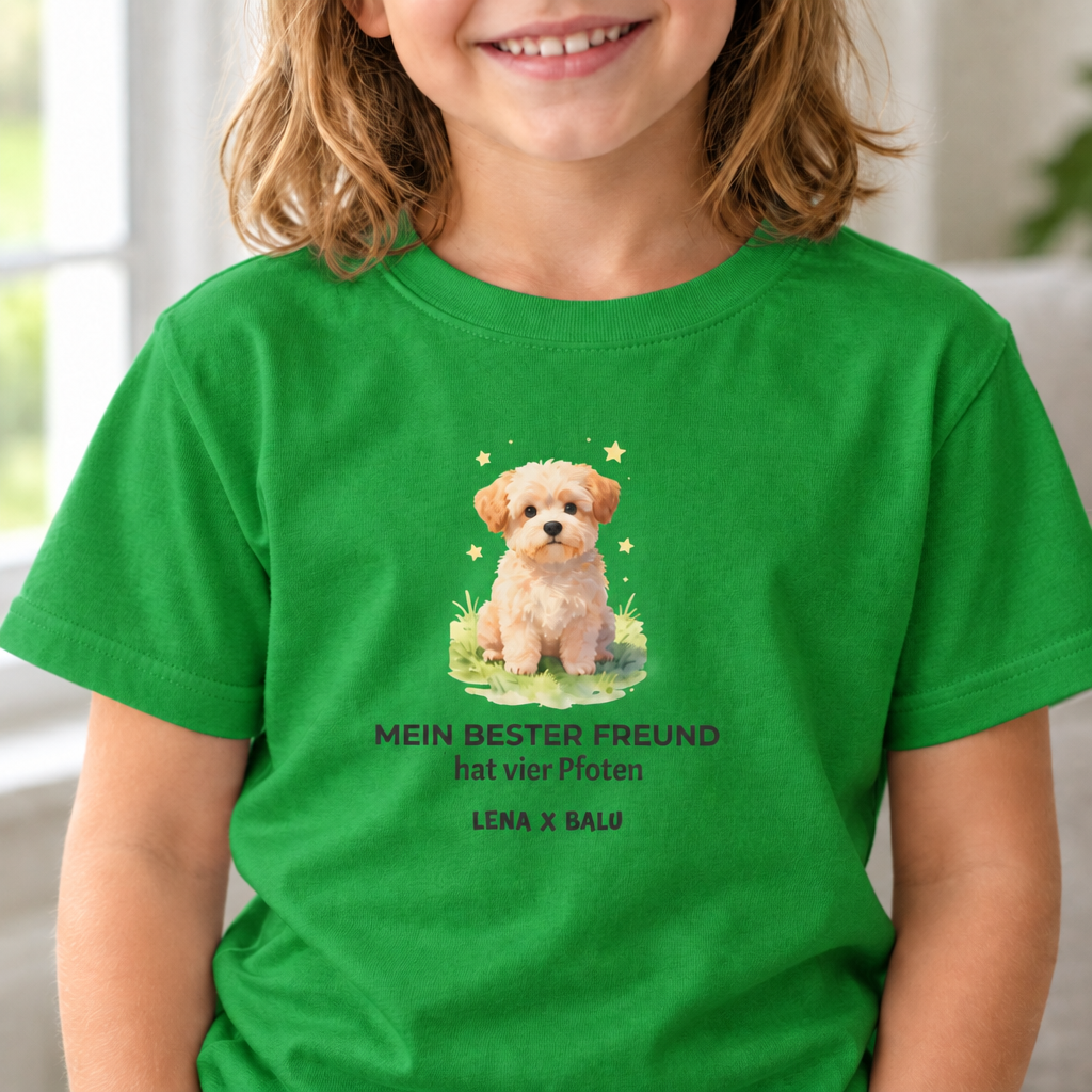 Personalisiertes Kinder T-Shirt mit Name – „Mein bester Freund“ | Hund | Cozee