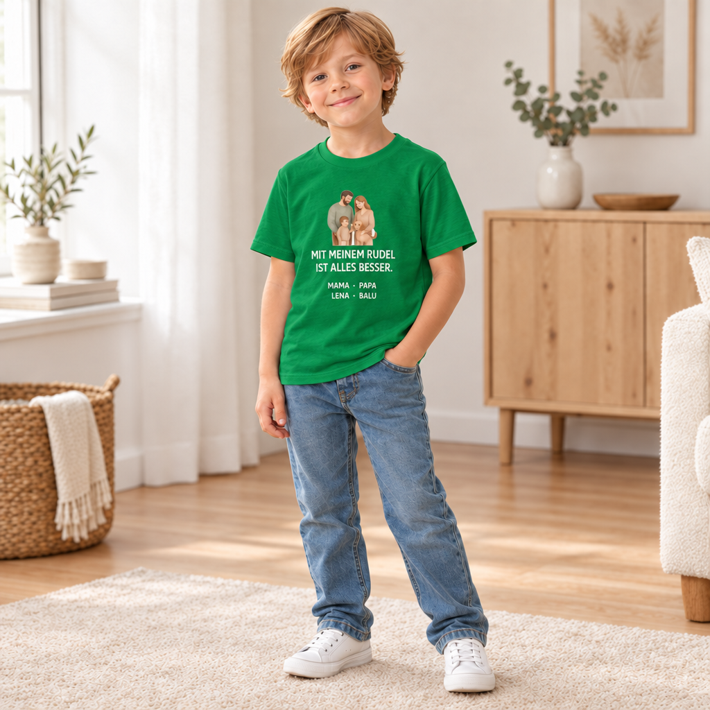 Kinder T-Shirt personalisiert – Unser kleines Rudel