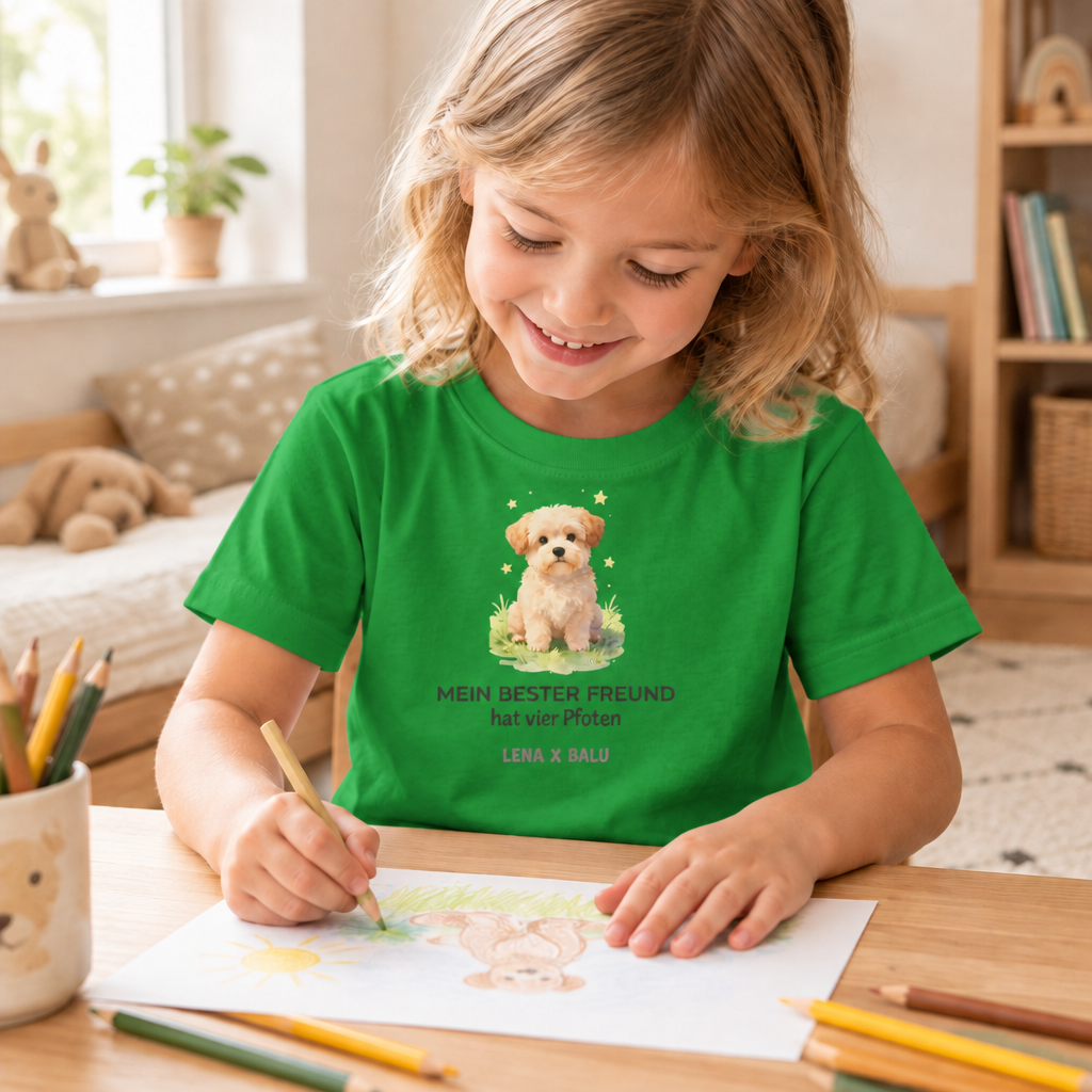 Personalisiertes Kinder T-Shirt mit Name – „Mein bester Freund“ | Hund | Cozee