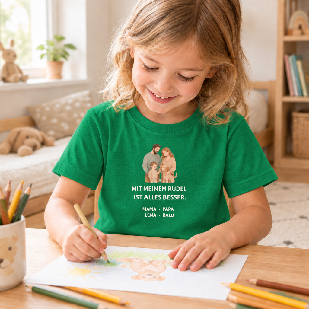 Kinder T-Shirt personalisiert – Unser kleines Rudel