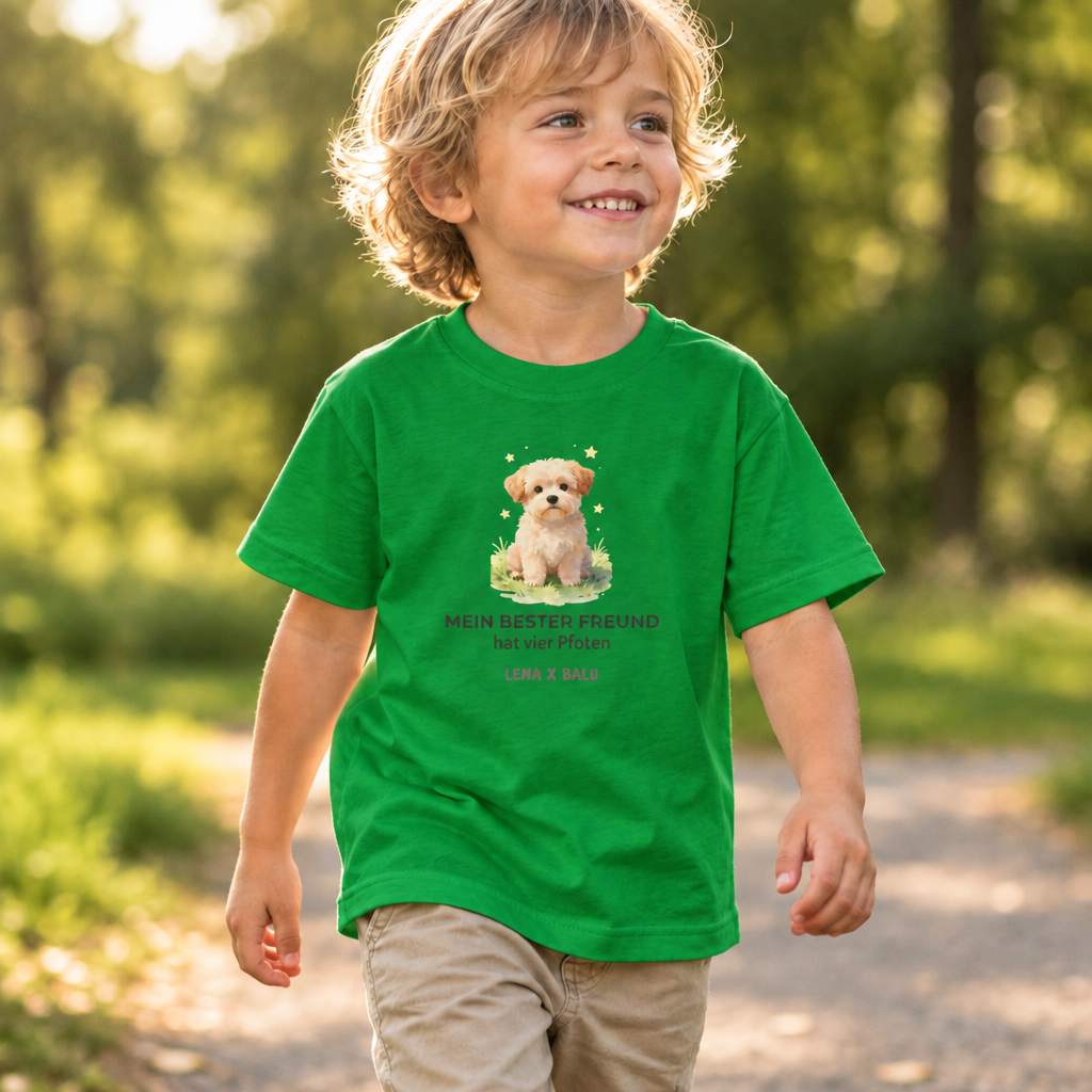 Personalisiertes Kinder T-Shirt mit Name – „Mein bester Freund“ | Hund | Cozee