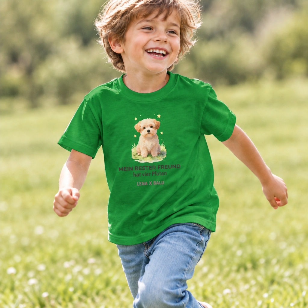 Personalisiertes Kinder T-Shirt mit Name – „Mein bester Freund“ | Hund | Cozee