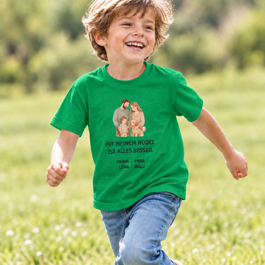 Kinder T-Shirt personalisiert – Unser kleines Rudel
