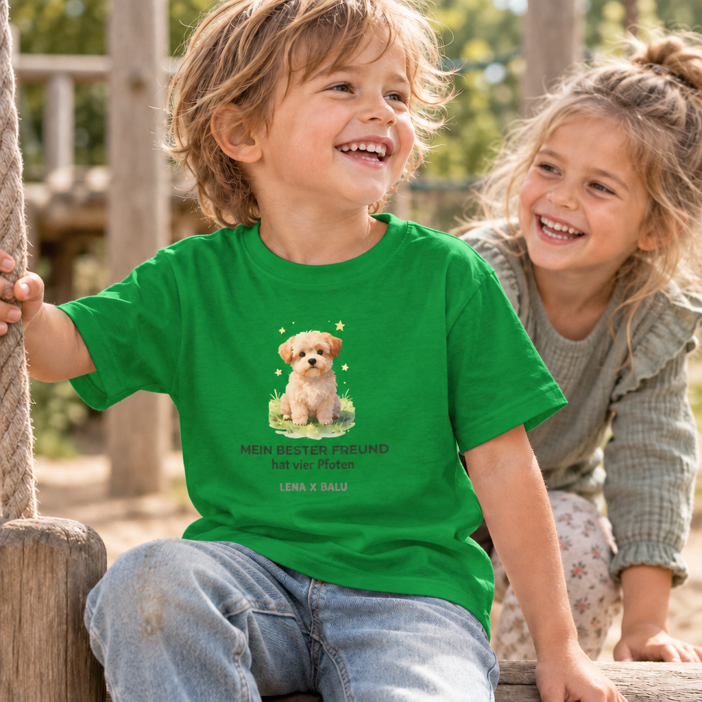 Personalisiertes Kinder T-Shirt mit Name – „Mein bester Freund“ | Hund | Cozee