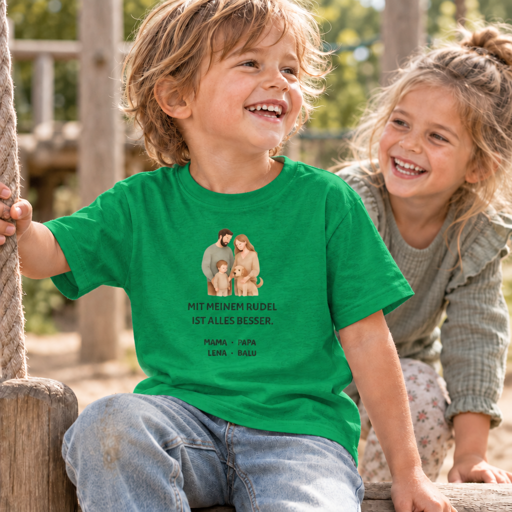 Kinder T-Shirt personalisiert – Unser kleines Rudel
