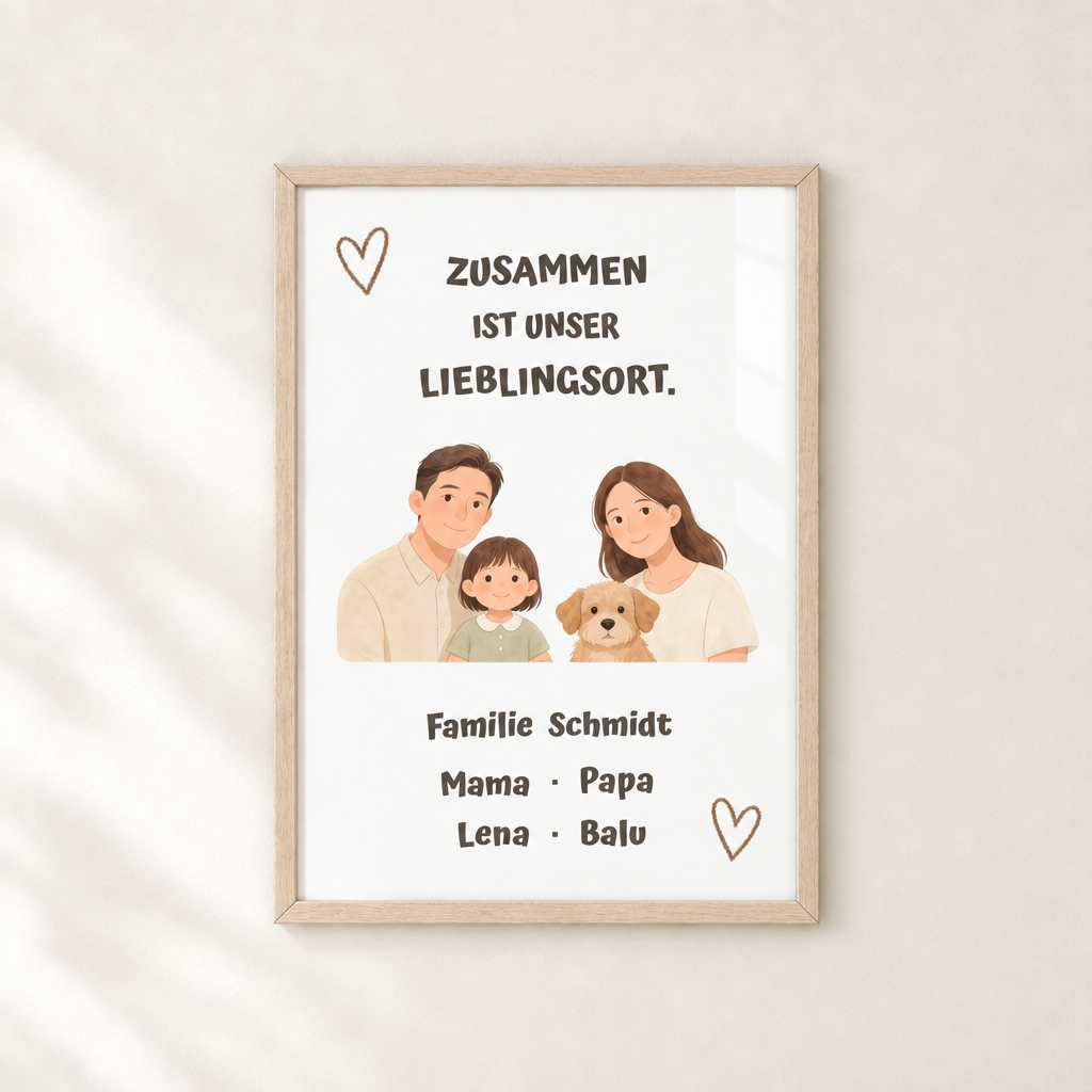 Personalisierter Familienposter – Unser Lieblingsort