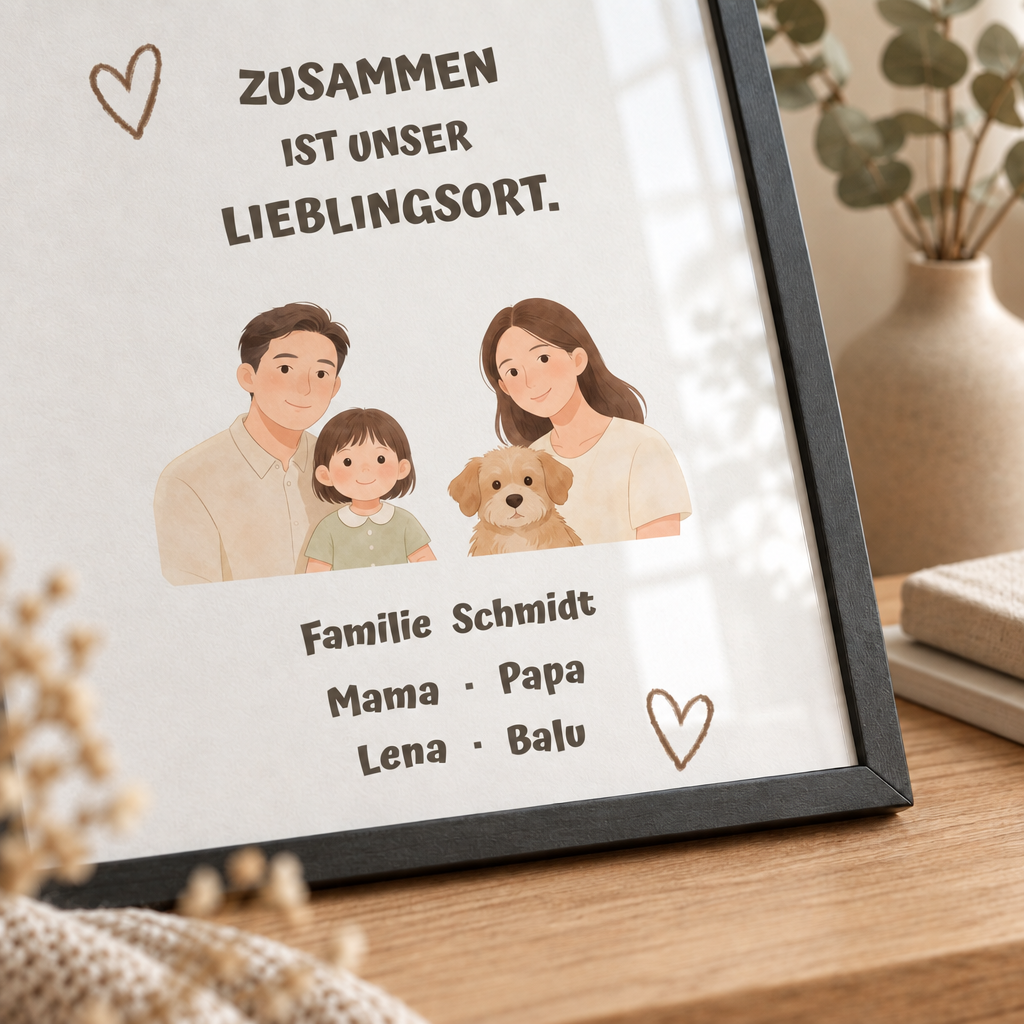 Personalisierter Familienposter – Unser Lieblingsort