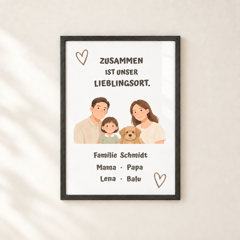 Personalisierter Familienposter – Unser Lieblingsort