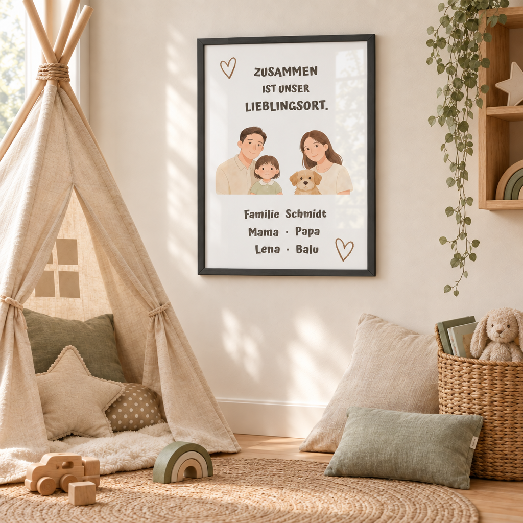 Personalisierter Familienposter – Unser Lieblingsort