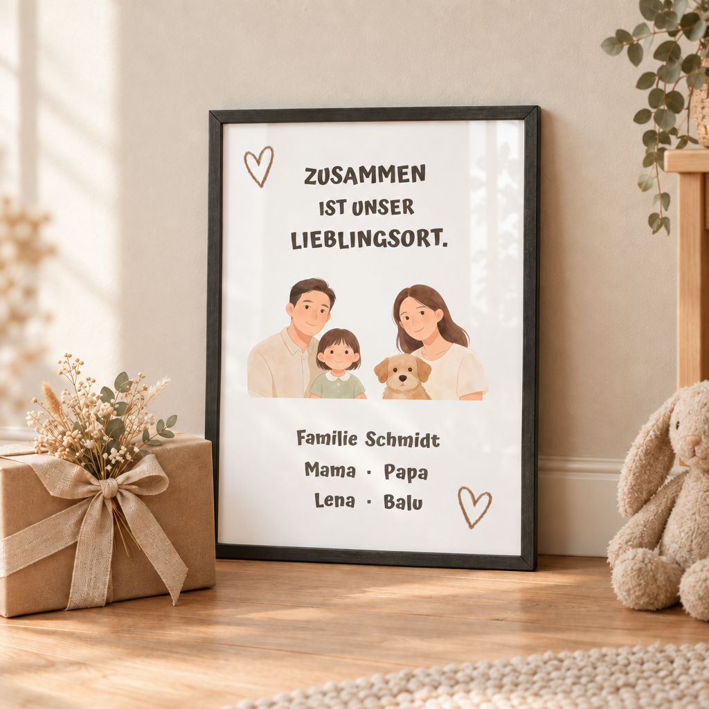 Personalisierter Familienposter – Unser Lieblingsort
