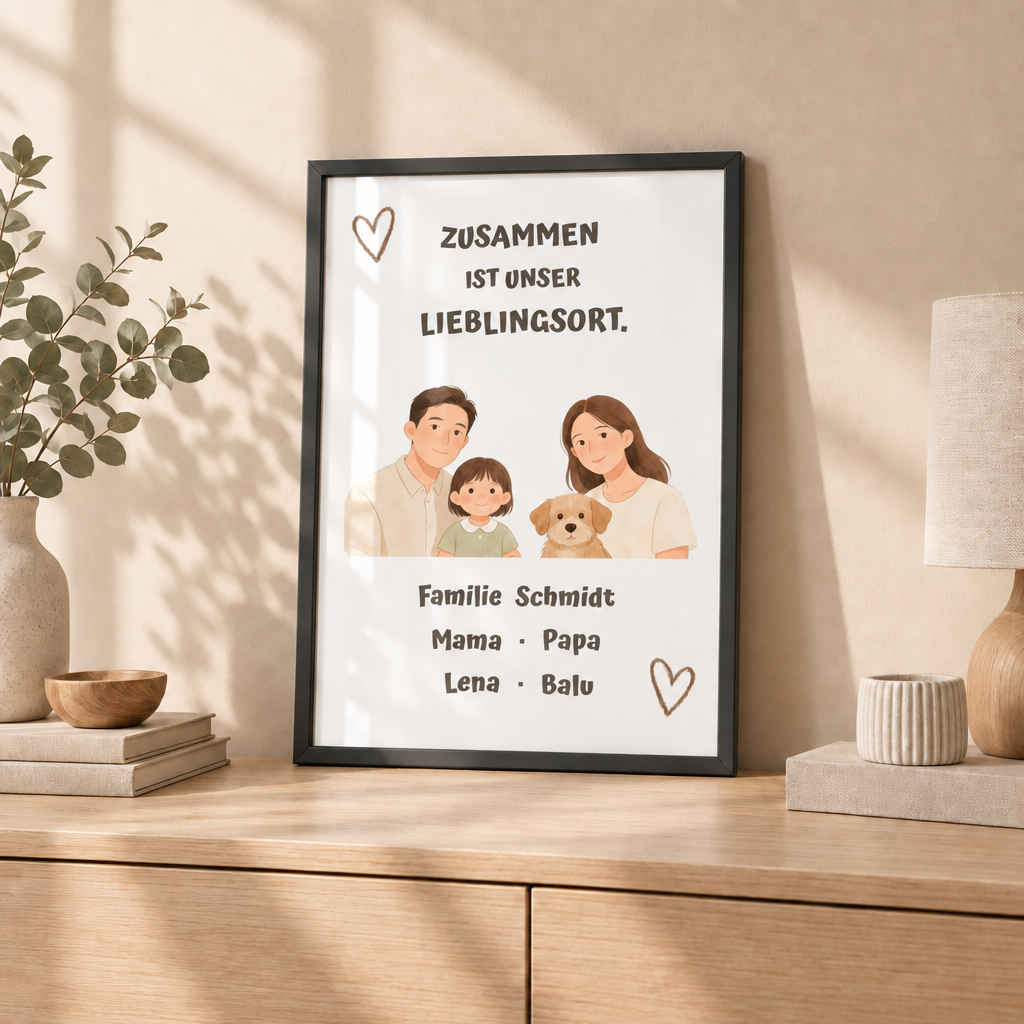 Personalisierter Familienposter – Unser Lieblingsort