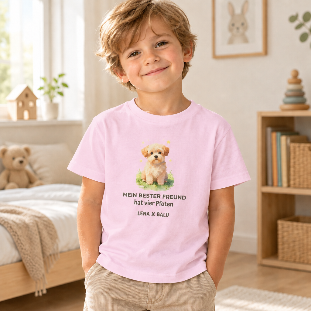 Personalisiertes Kinder T-Shirt mit Name – „Mein bester Freund“ | Hund | Cozee