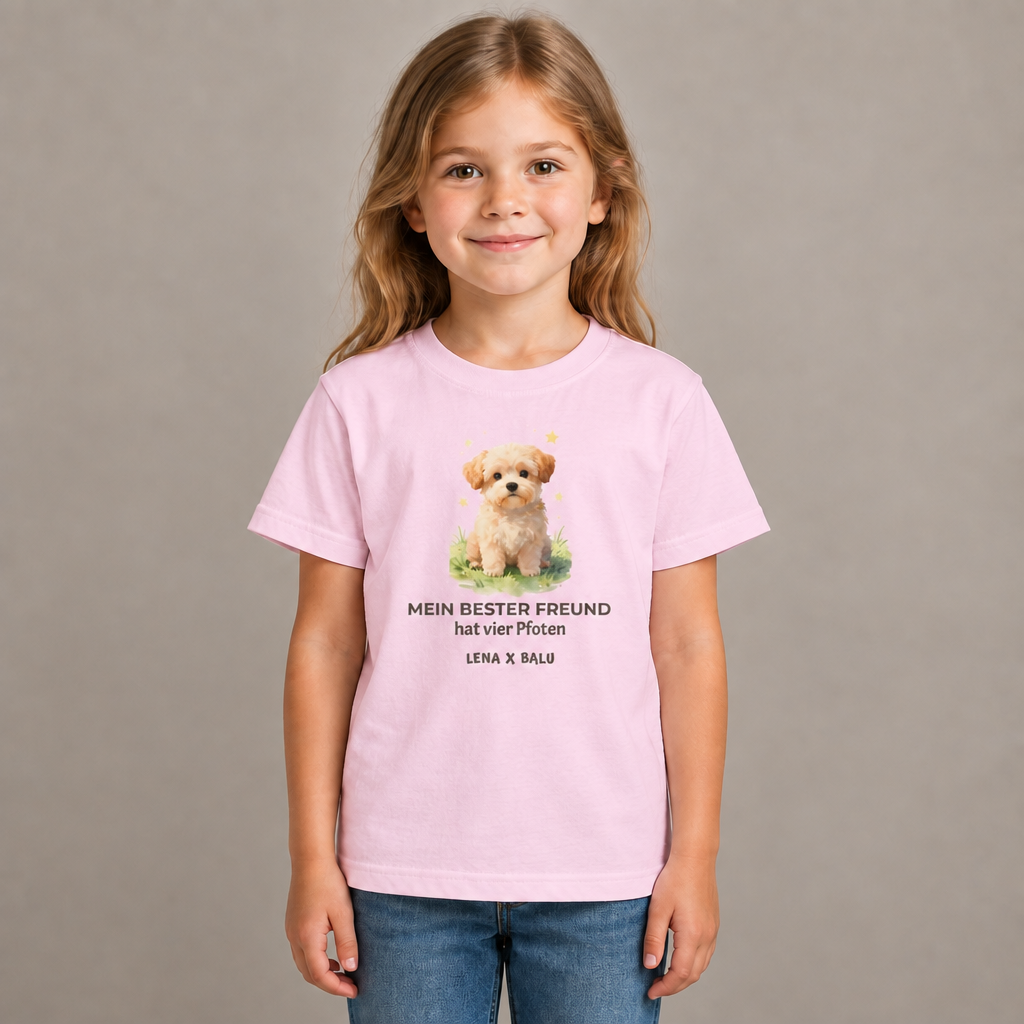 Personalisiertes Kinder T-Shirt mit Name – „Mein bester Freund“ | Hund | Cozee