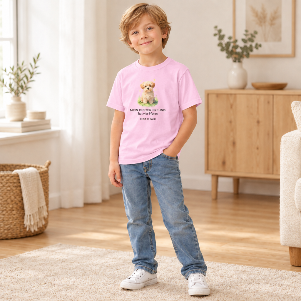 Personalisiertes Kinder T-Shirt mit Name – „Mein bester Freund“ | Hund | Cozee