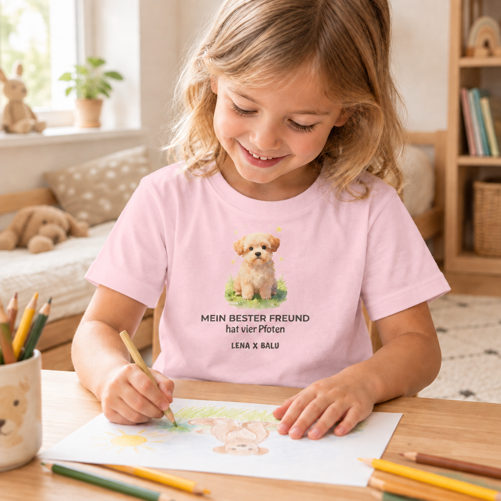 Personalisiertes Kinder T-Shirt mit Name – „Mein bester Freund“ | Hund | Cozee