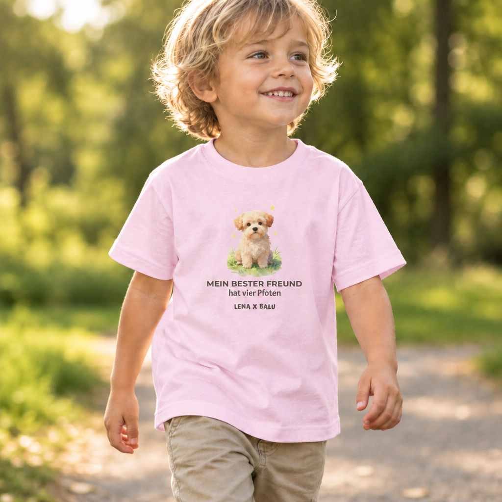 Personalisiertes Kinder T-Shirt mit Name – „Mein bester Freund“ | Hund | Cozee