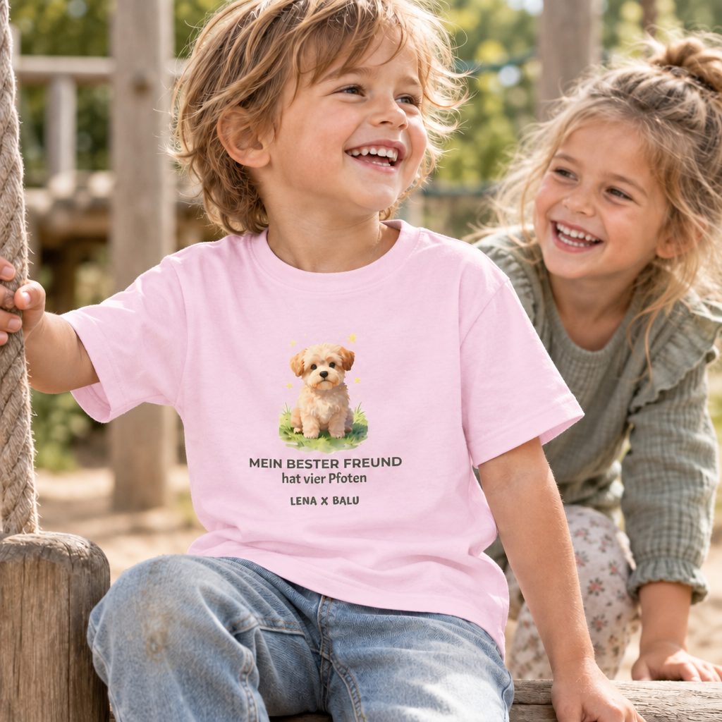 Personalisiertes Kinder T-Shirt mit Name – „Mein bester Freund“ | Hund | Cozee