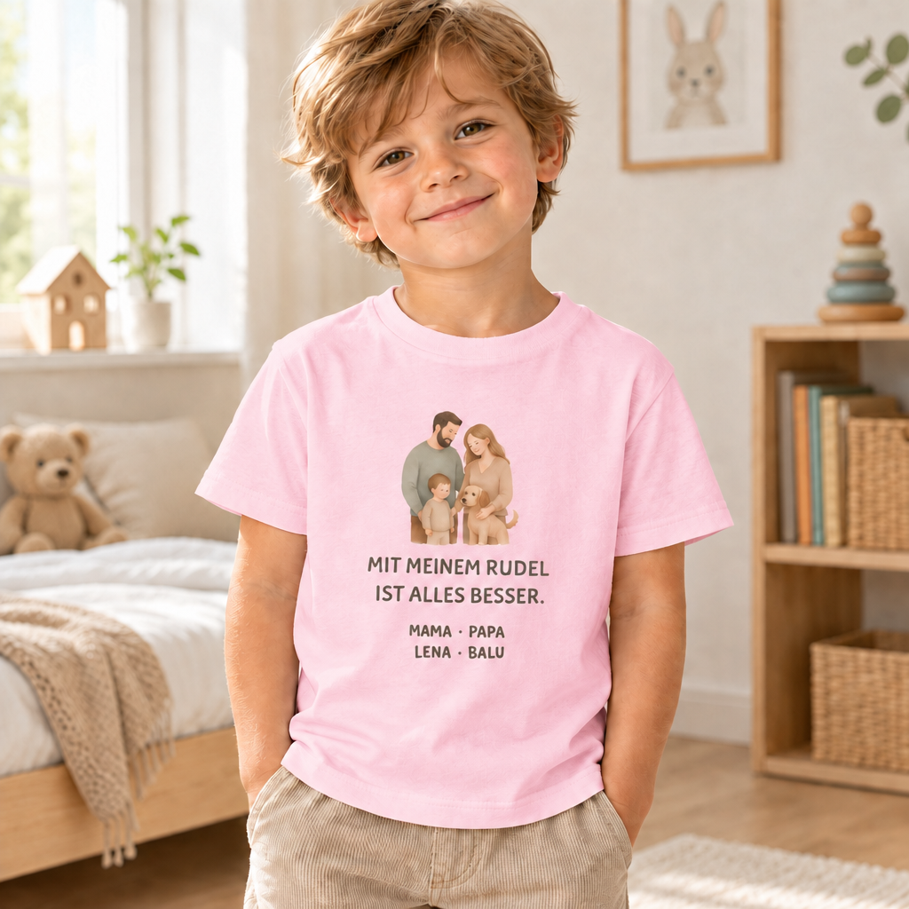 Kinder T-Shirt personalisiert – Unser kleines Rudel