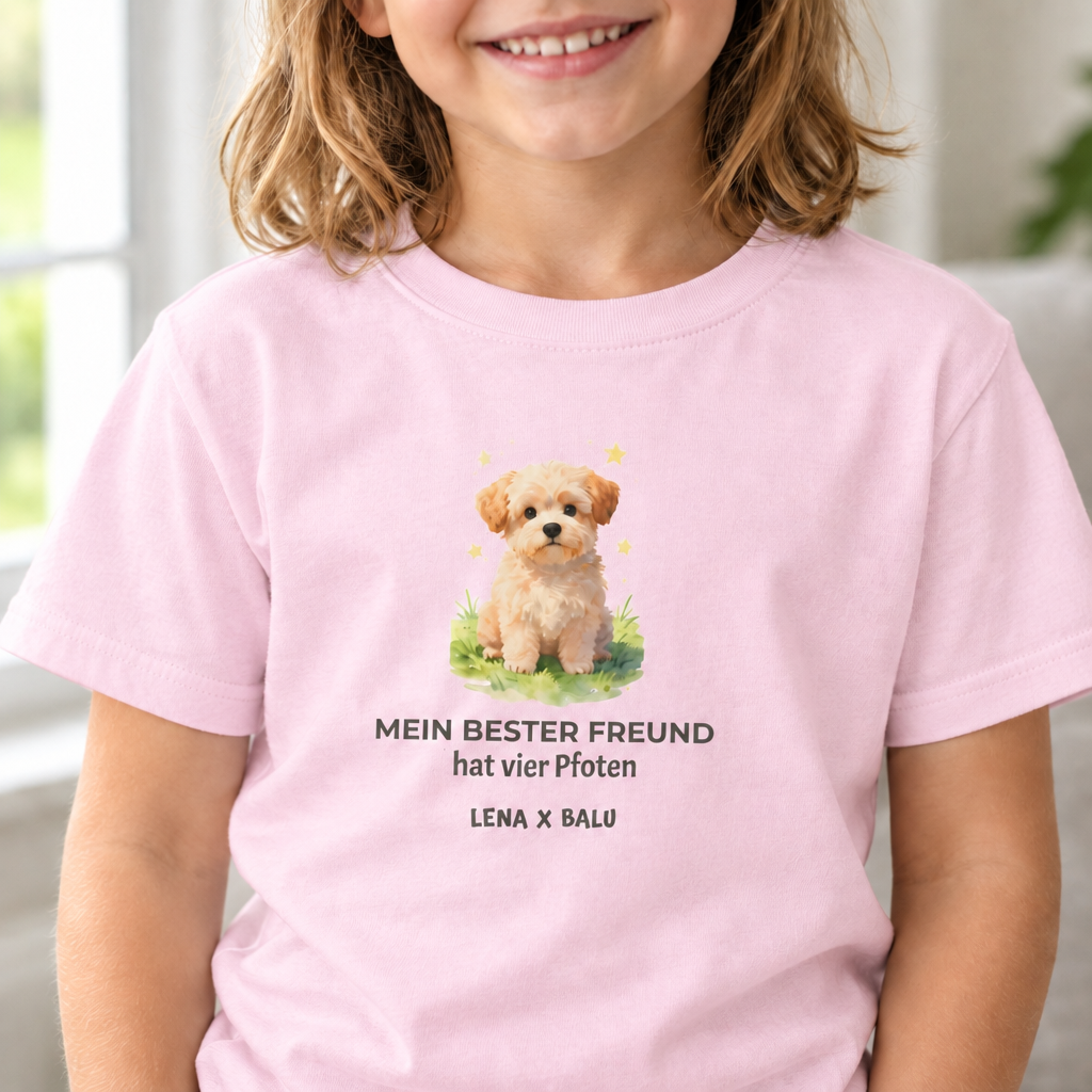 Personalisiertes Kinder T-Shirt mit Name – „Mein bester Freund“ | Hund | Cozee