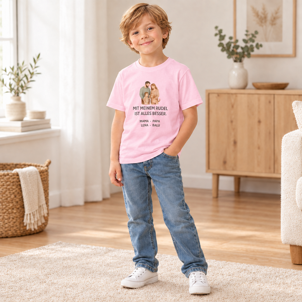 Kinder T-Shirt personalisiert – Unser kleines Rudel