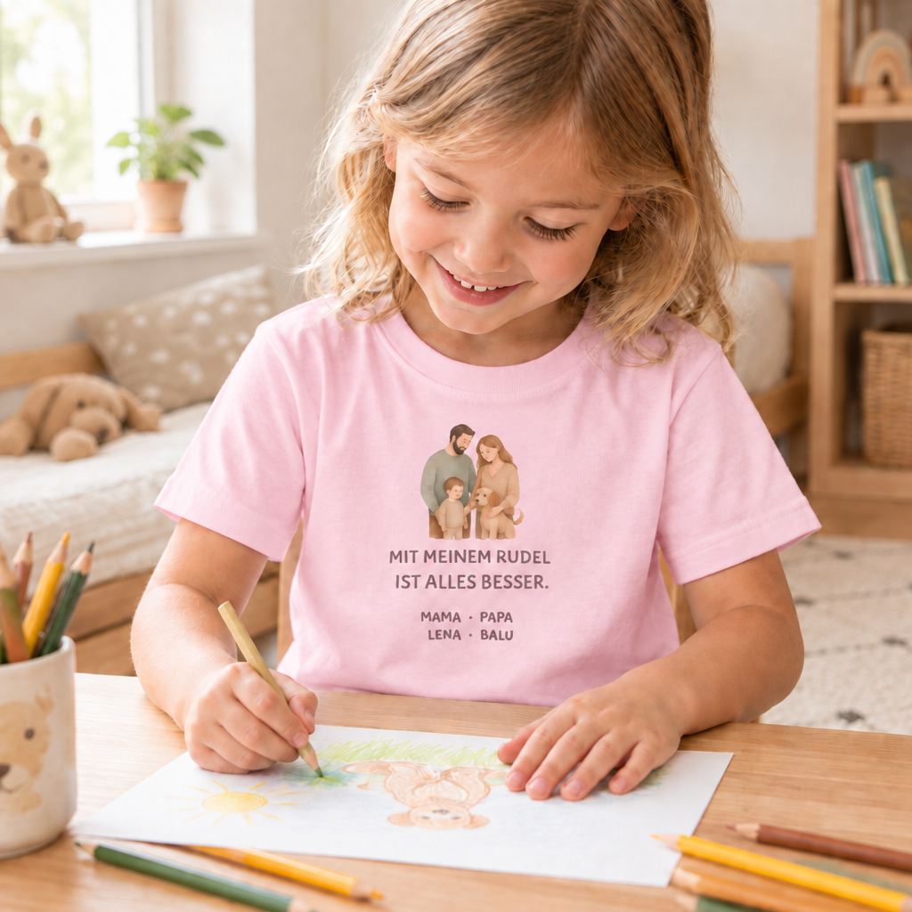 Kinder T-Shirt personalisiert – Unser kleines Rudel