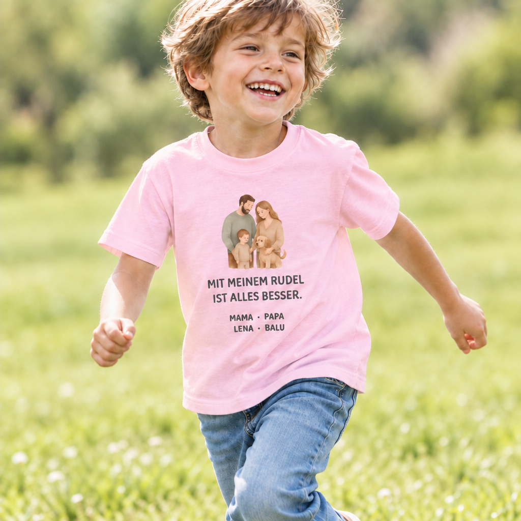 Kinder T-Shirt personalisiert – Unser kleines Rudel