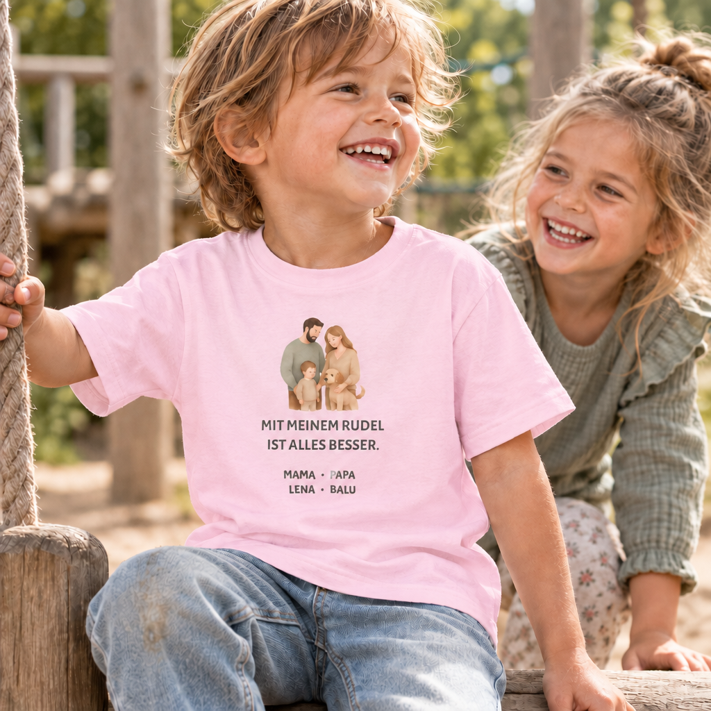 Kinder T-Shirt personalisiert – Unser kleines Rudel