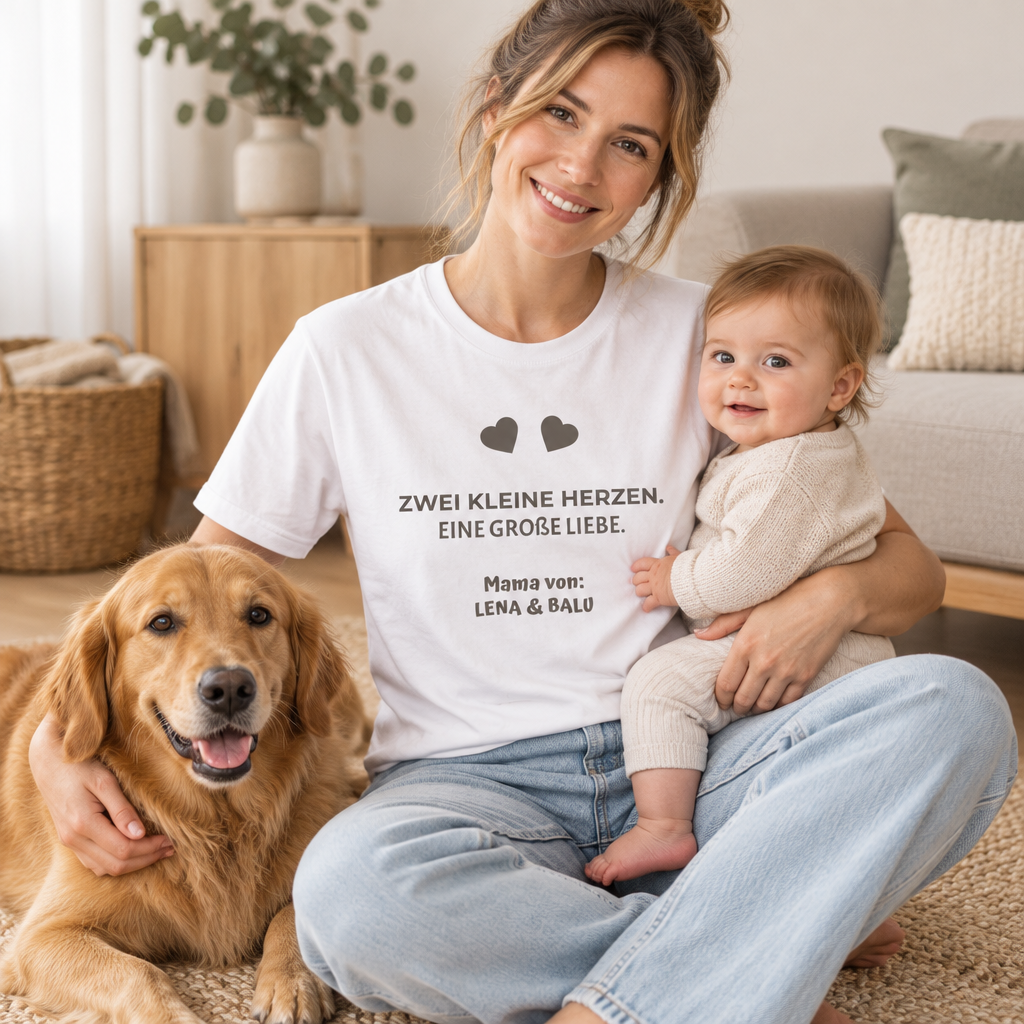 Mama Shirt personalisiert – „Zwei kleine Herzen. Eine große Liebe.“ | Cozee