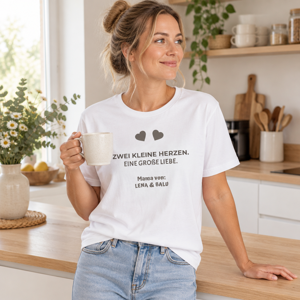 Mama Shirt personalisiert – „Zwei kleine Herzen. Eine große Liebe.“ | Cozee