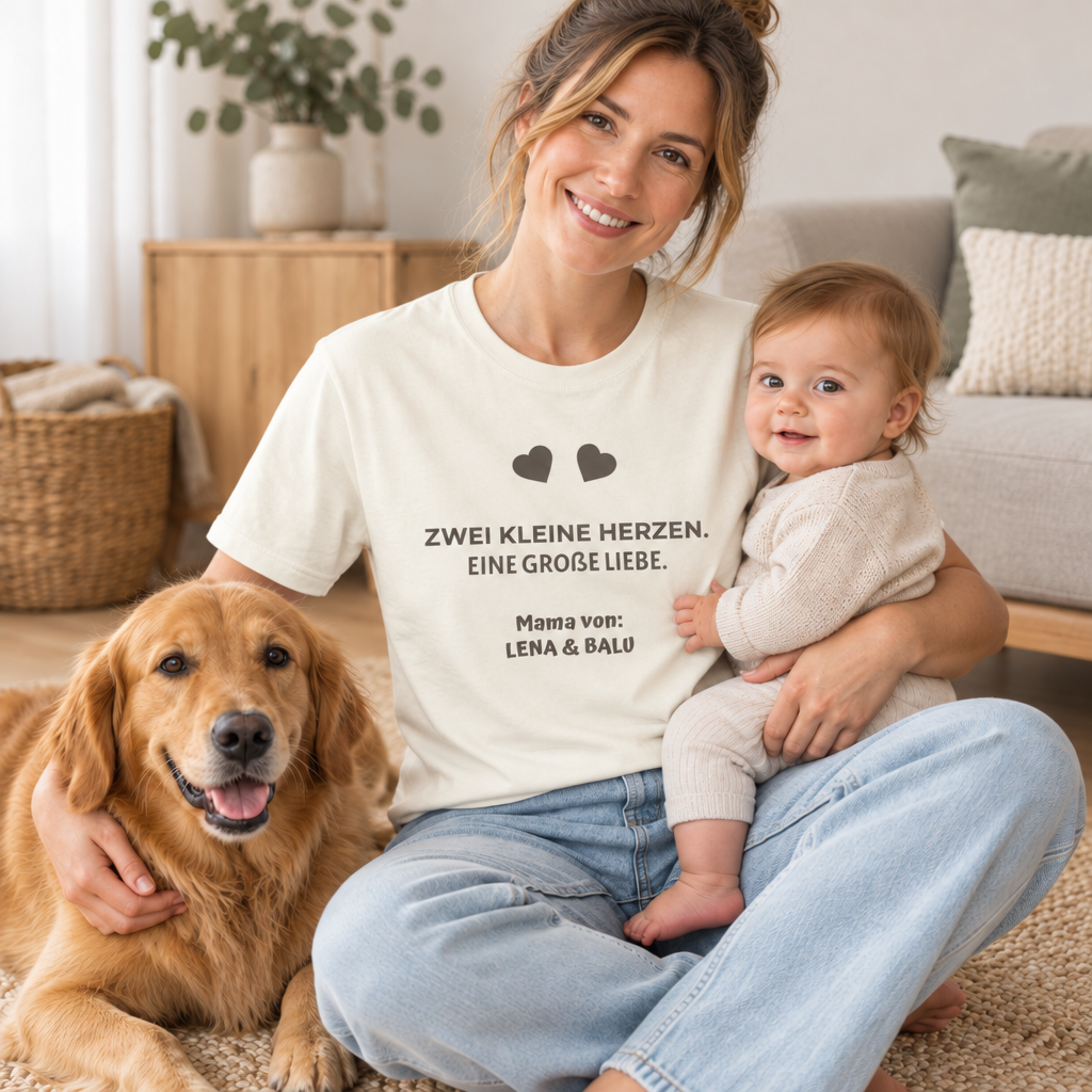 Mama Shirt personalisiert – „Zwei kleine Herzen. Eine große Liebe.“ | Cozee