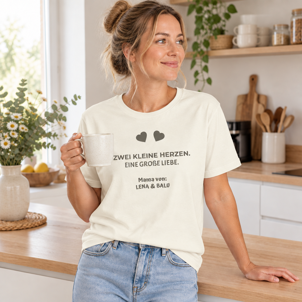 Mama Shirt personalisiert – „Zwei kleine Herzen. Eine große Liebe.“ | Cozee