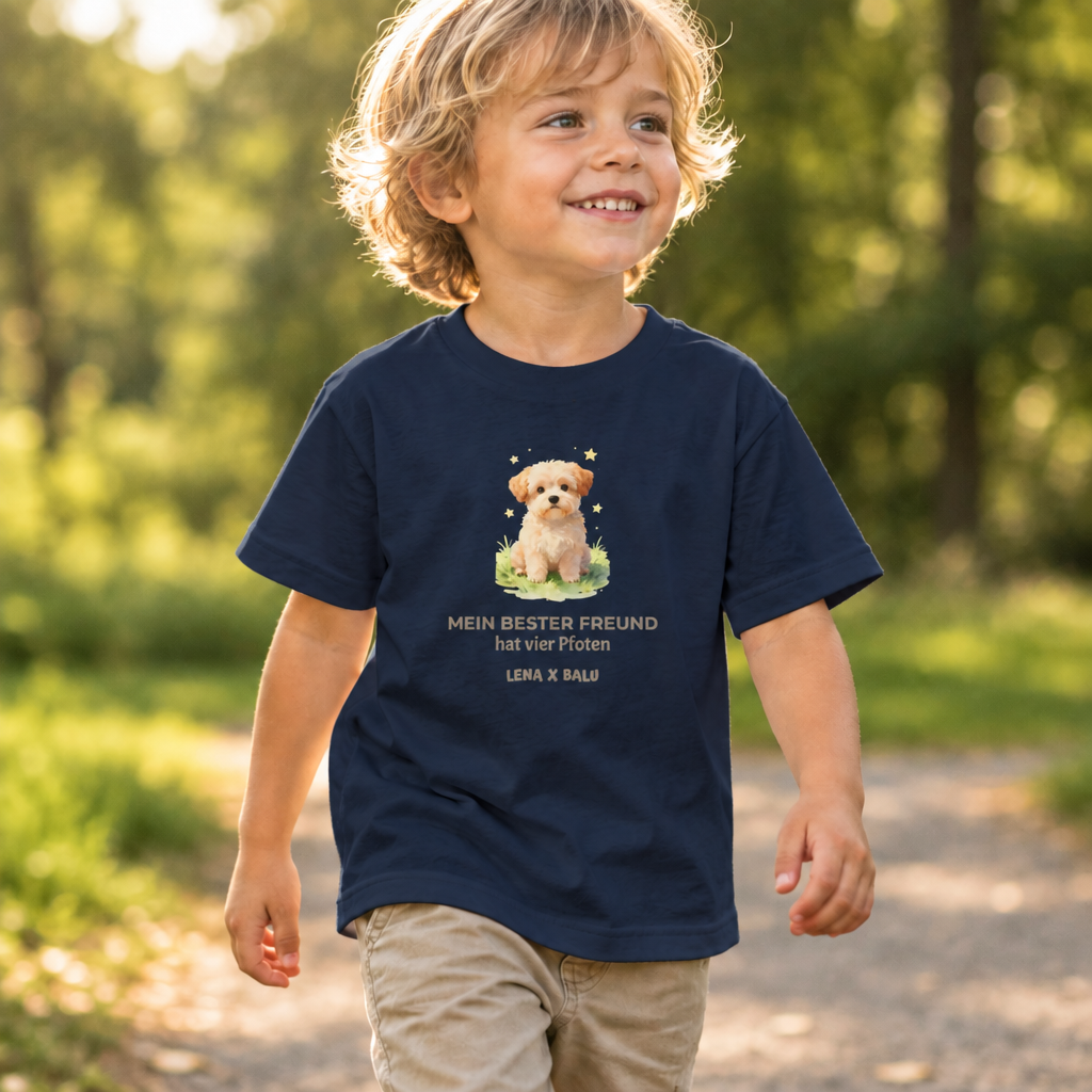 Personalisiertes Kinder T-Shirt mit Name – „Mein bester Freund“ | Hund | Cozee