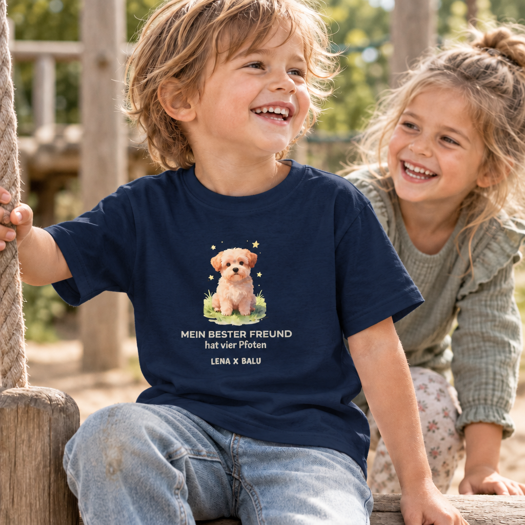 Personalisiertes Kinder T-Shirt mit Name – „Mein bester Freund“ | Hund | Cozee