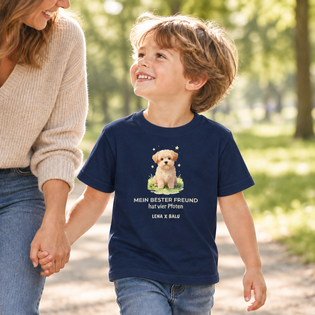 Personalisiertes Kinder T-Shirt mit Name – „Mein bester Freund“ | Hund | Cozee