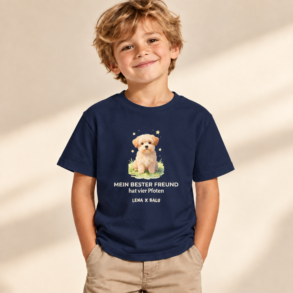 Personalisiertes Kinder T-Shirt mit Name – „Mein bester Freund“ | Hund | Cozee