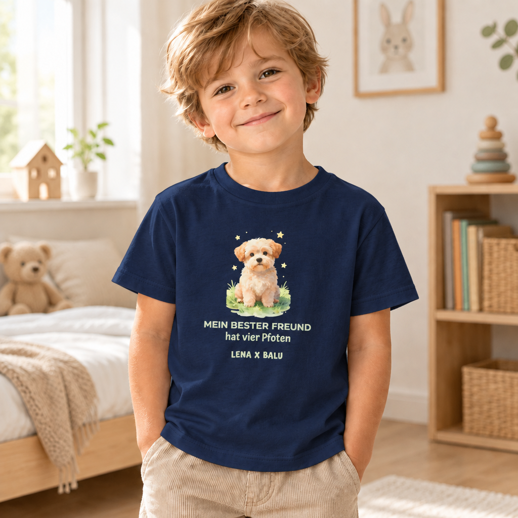 Personalisiertes Kinder T-Shirt mit Name – „Mein bester Freund“ | Hund | Cozee