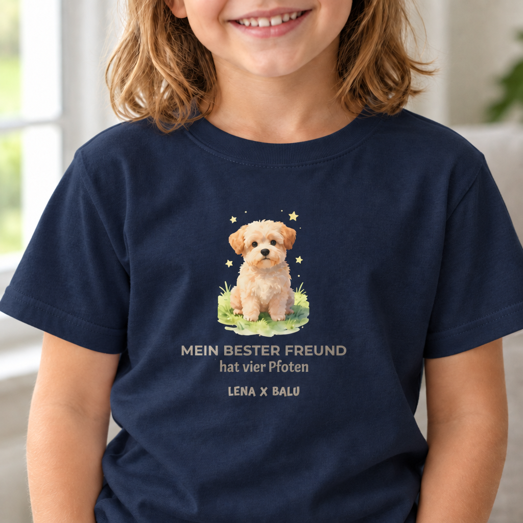 Personalisiertes Kinder T-Shirt mit Name – „Mein bester Freund“ | Hund | Cozee