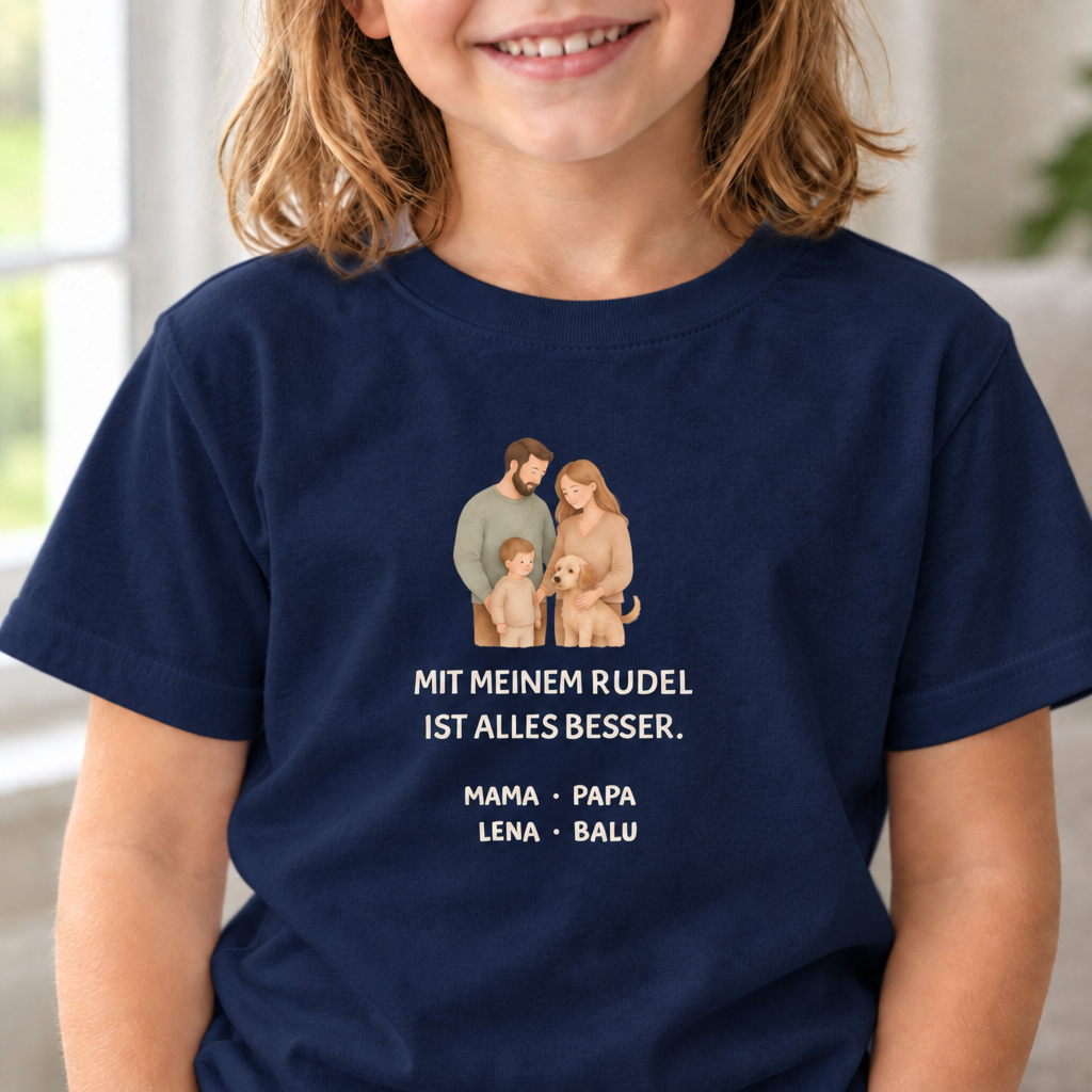Kinder T-Shirt personalisiert – Unser kleines Rudel