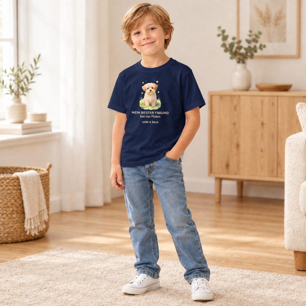 Personalisiertes Kinder T-Shirt mit Name – „Mein bester Freund“ | Hund | Cozee