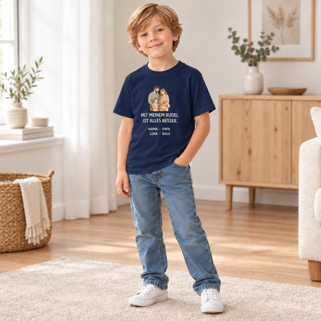 Kinder T-Shirt personalisiert – Unser kleines Rudel